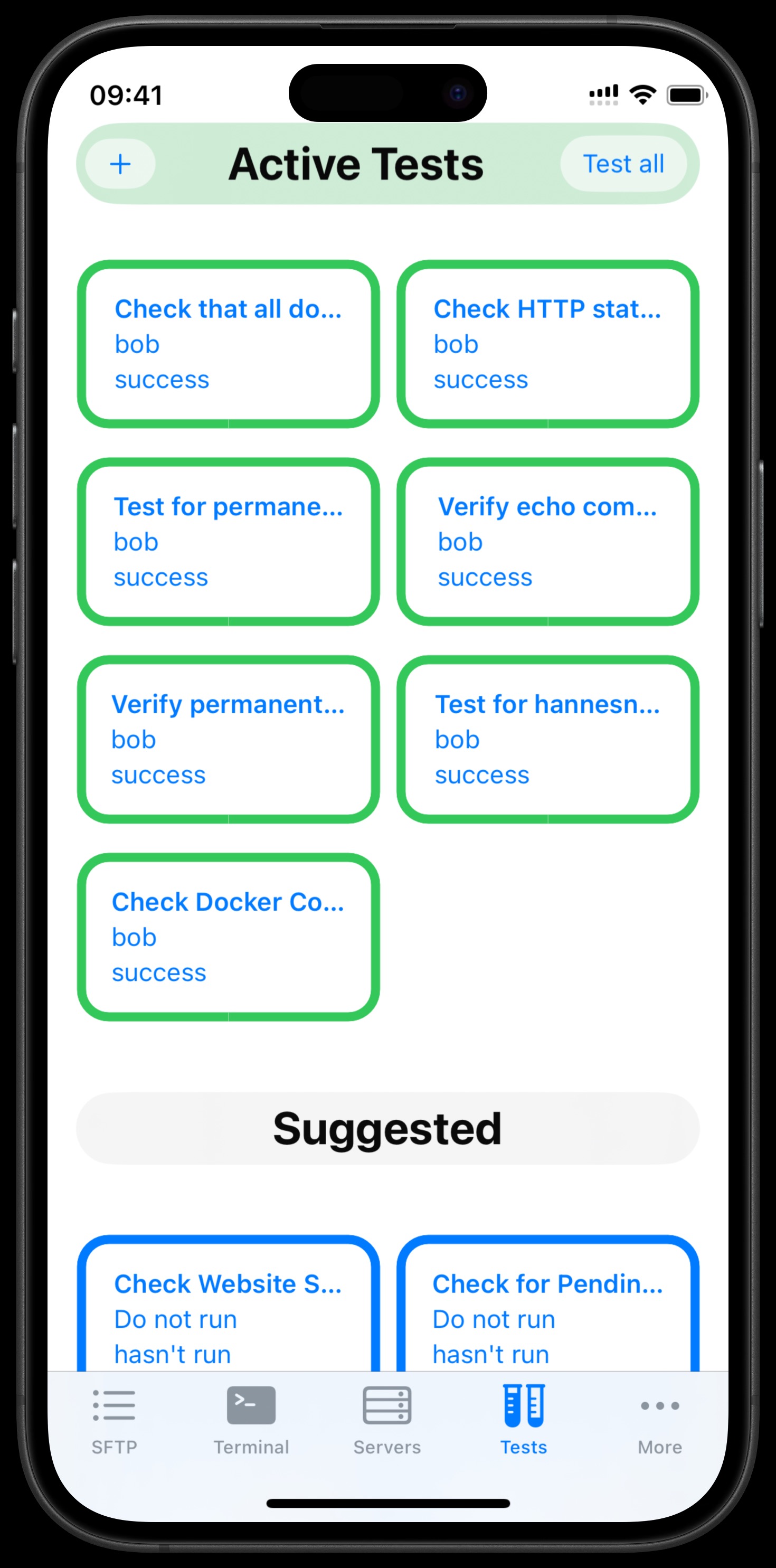Active tests overview
